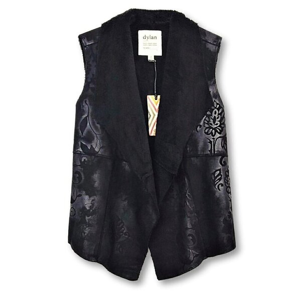 New! Dylan Floral Print Vintage Look Faux Suede Fur Lined Boho Vest - Picture 7 of 10